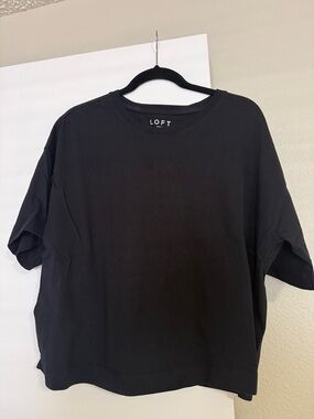 LOFT Black Short Sleeve Crew Neck Tee